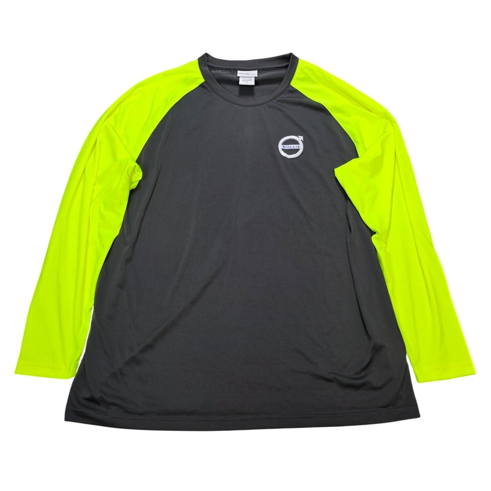 WearGuard Volvo Performance Shirt Men's Size XL Gray Long Sleeve Lime Green